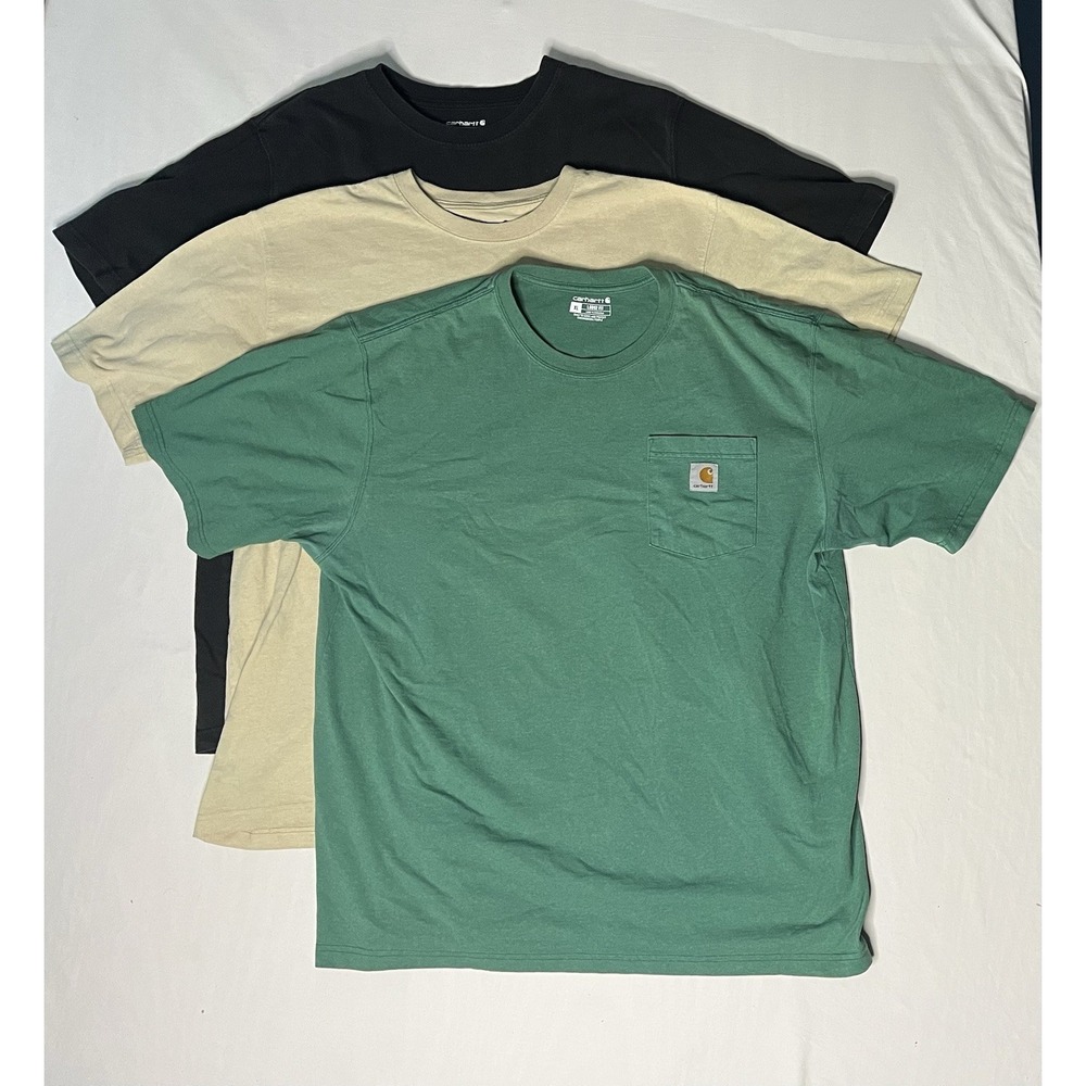 Carhartt Pocket T Shirts Men's Size XL Short Black Green Beige Sleeve Lot Of 3